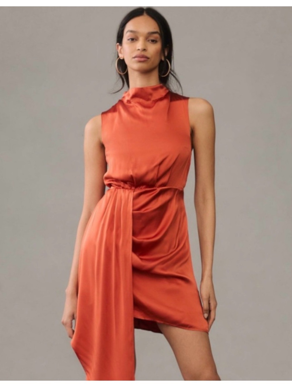 ANTHROPOLOGIE silk mock neck asymetric mini dress formal size 4